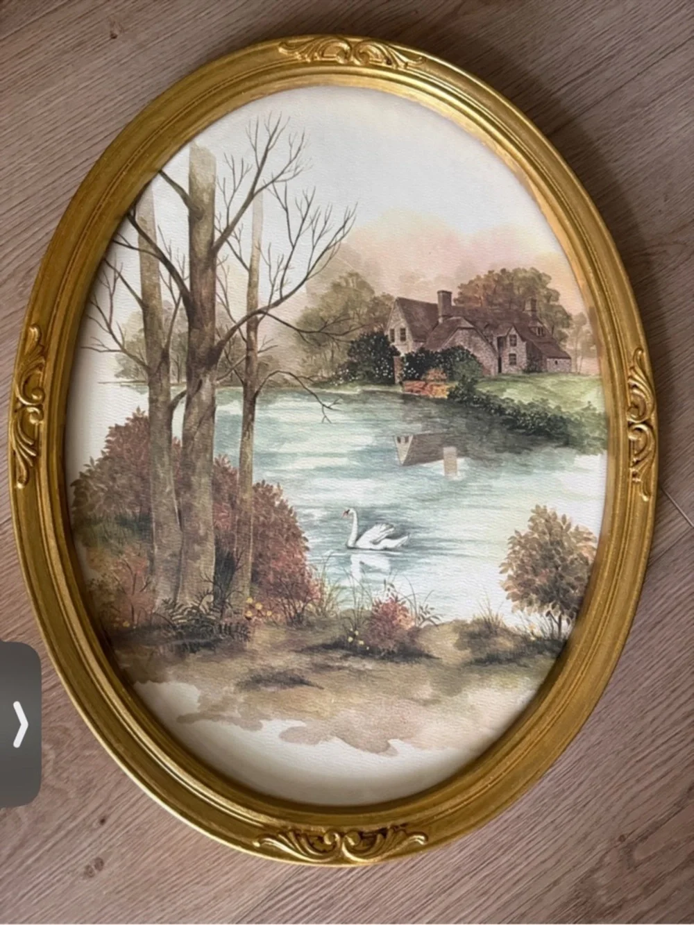 Homco “Swan on Lake” framed art - Picture 1 of 4